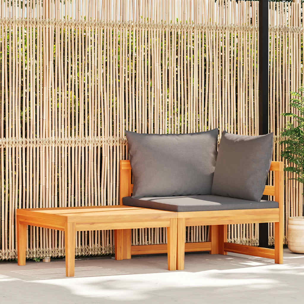vidaXL 2-Piece Garden Lounge Set with Dark Grey Cushions Acacia Wood