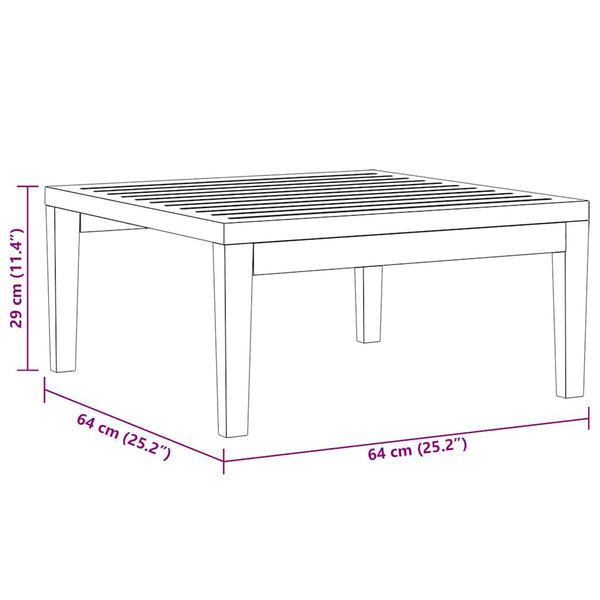 vidaXL Garden Table 64x64x29 cm Solid Acacia Wood