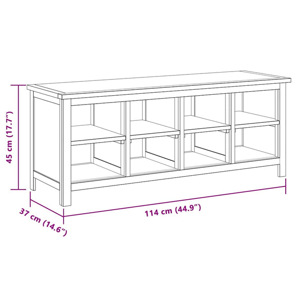 vidaXL Shoe Cabinet 114x37x45 cm Solid Oak Wood