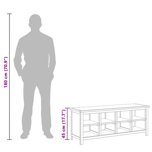 vidaXL Shoe Cabinet 114x37x45 cm Solid Oak Wood