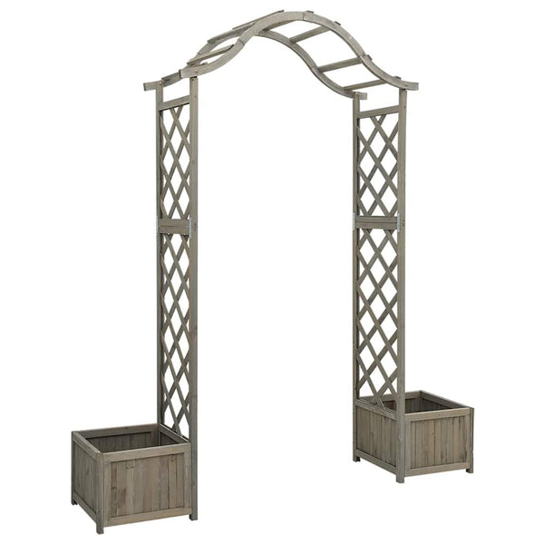 vidaXL Garden Pergola with Planter Grey Solid Fir Wood