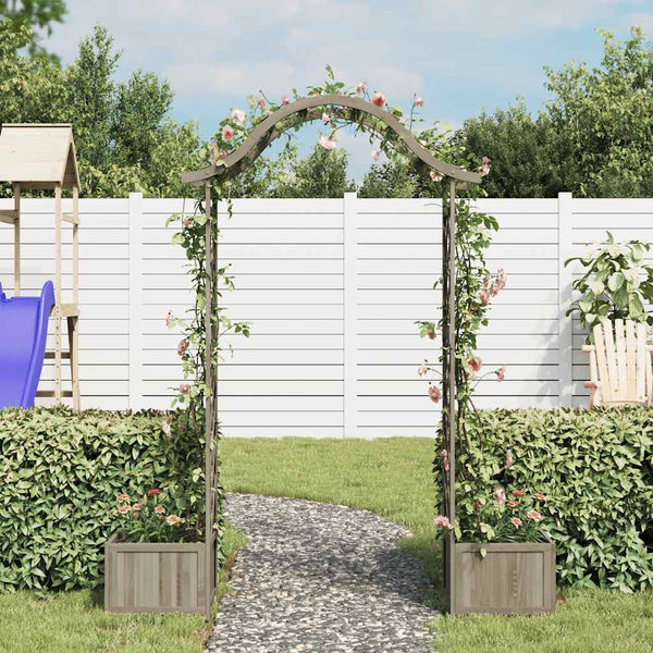 vidaXL Garden Pergola with Planter Grey Solid Fir Wood