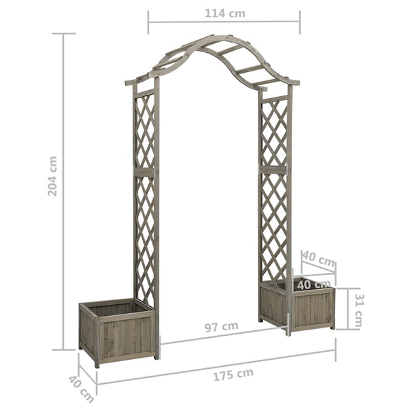 vidaXL Garden Pergola with Planter Grey Solid Fir Wood