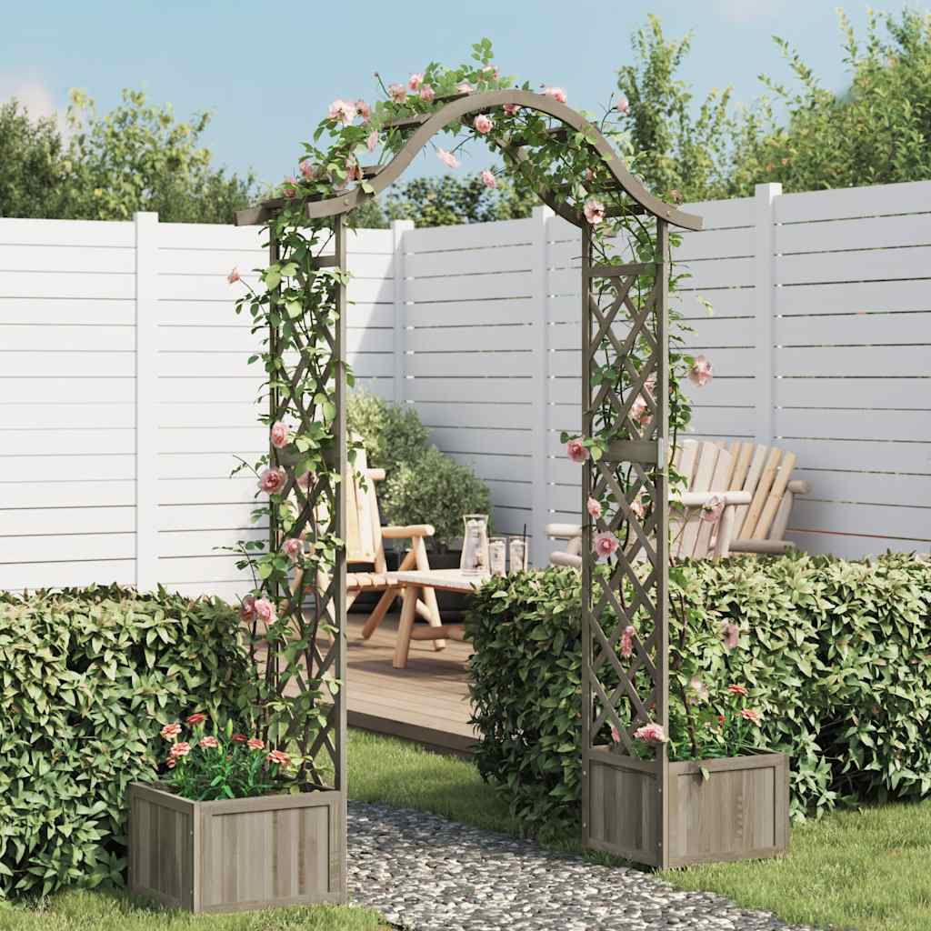 vidaXL Garden Pergola with Planter Grey Solid Fir Wood