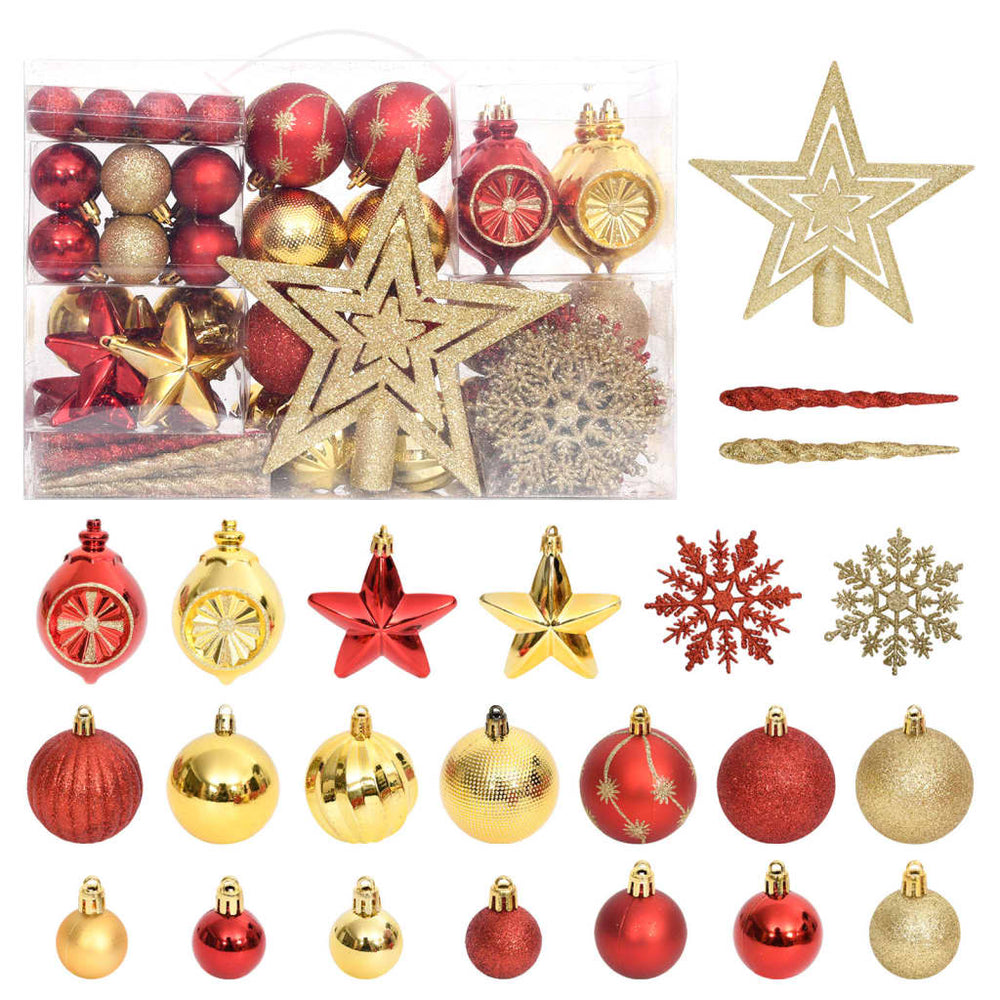 vidaXL 108-piece Christmas Ball Set Gold and Red