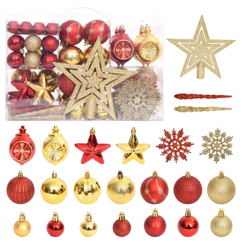 vidaXL 108-piece Christmas Ball Set Gold and Red