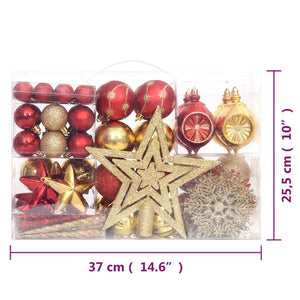 vidaXL 108-piece Christmas Ball Set Gold and Red