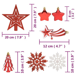 vidaXL 108-piece Christmas Ball Set Red and White