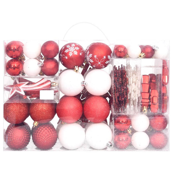 vidaXL 108-piece Christmas Ball Set Red and White