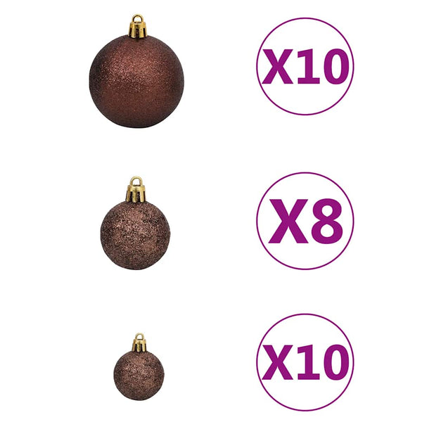 vidaXL 120-piece Christmas Ball Set with Treetop Star and 300 LEDs