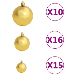 vidaXL 120-piece Christmas Ball Set with Treetop Star and 300 LEDs