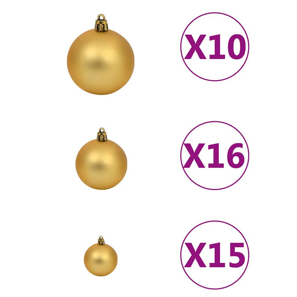 vidaXL 120-piece Christmas Ball Set with Treetop Star and 300 LEDs
