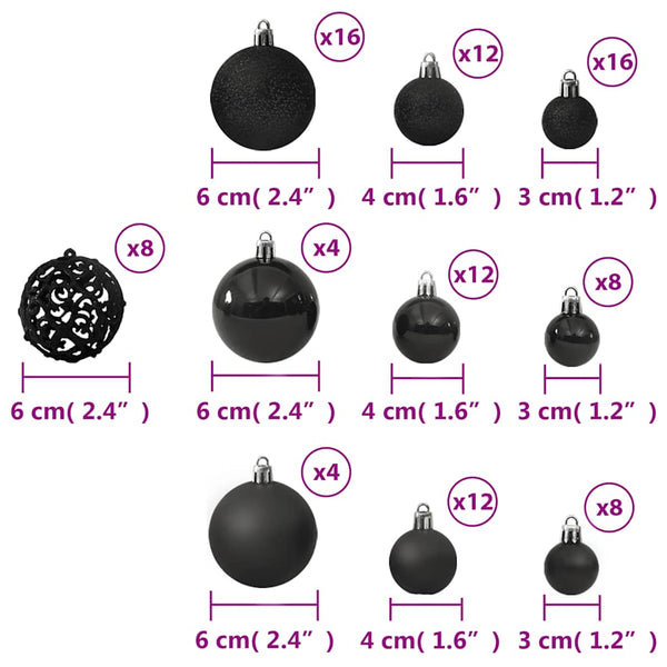 vidaXL 100-pc. Christmas Ball Set Black