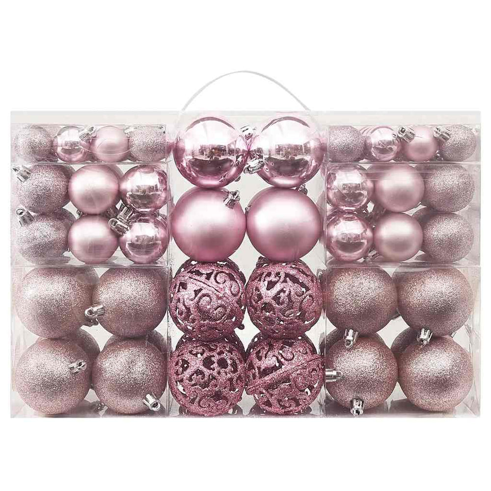 vidaXL 100-pc. Christmas Ball Set Pink