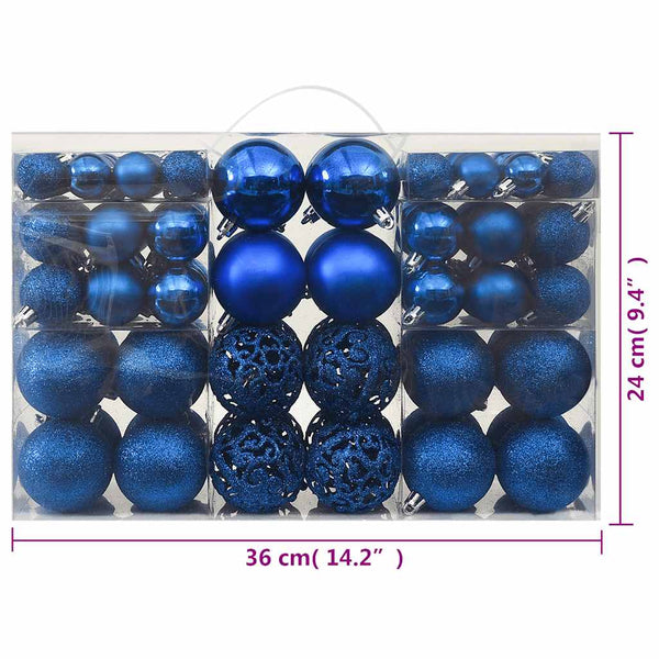 vidaXL 100-piece Christmas Ball Set Blue