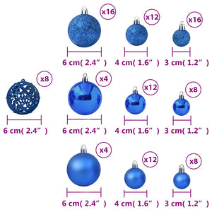 vidaXL 100-piece Christmas Ball Set Blue