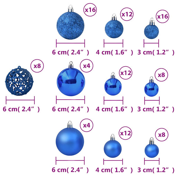 vidaXL 100-piece Christmas Ball Set Blue