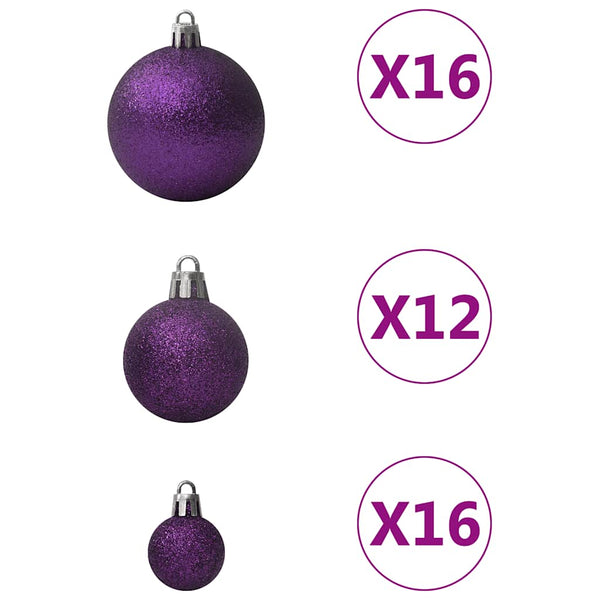 vidaXL 100-Piece Christmas Ball Set Purple