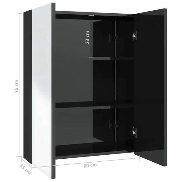 Bad Spiegelschrank Schwarz 60 cm