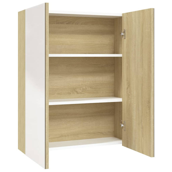 Bad Spiegelschrank 60 cm Weiß Eiche-Optik