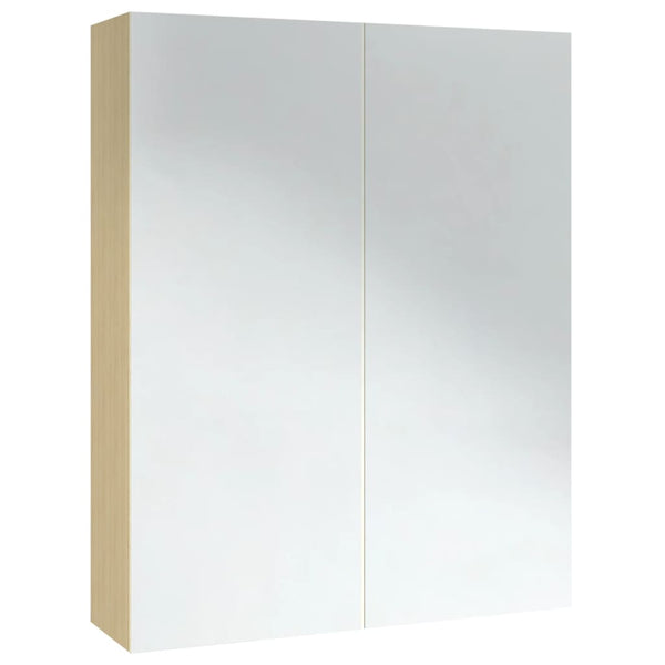 Bad Spiegelschrank 60 cm Weiß Eiche-Optik