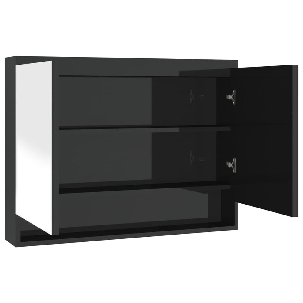 Bad Spiegelschrank 80x60 cm Schwarz Glänzend