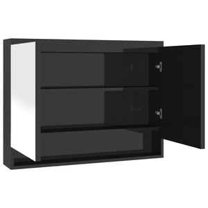 Bad Spiegelschrank 80x60 cm Schwarz Glänzend