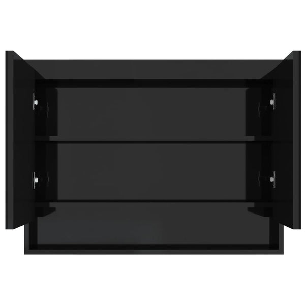 Bad Spiegelschrank 80x60 cm Schwarz Glänzend