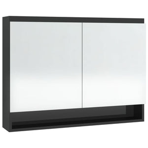 Bad Spiegelschrank 80x60 cm Schwarz Glänzend