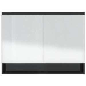 Bad Spiegelschrank 80x60 cm Schwarz Glänzend