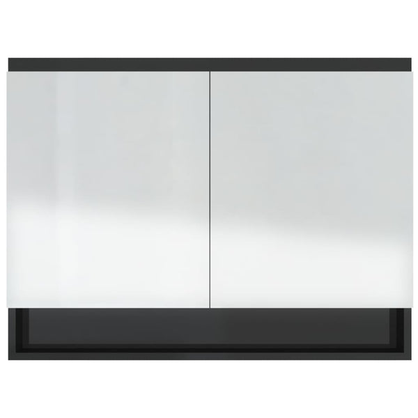 Bad Spiegelschrank 80x60 cm Schwarz Glänzend