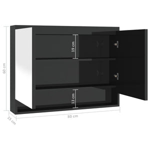 Bad Spiegelschrank 80x60 cm Schwarz Glänzend
