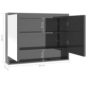 Bad Spiegelschrank Grau 80x60 cm