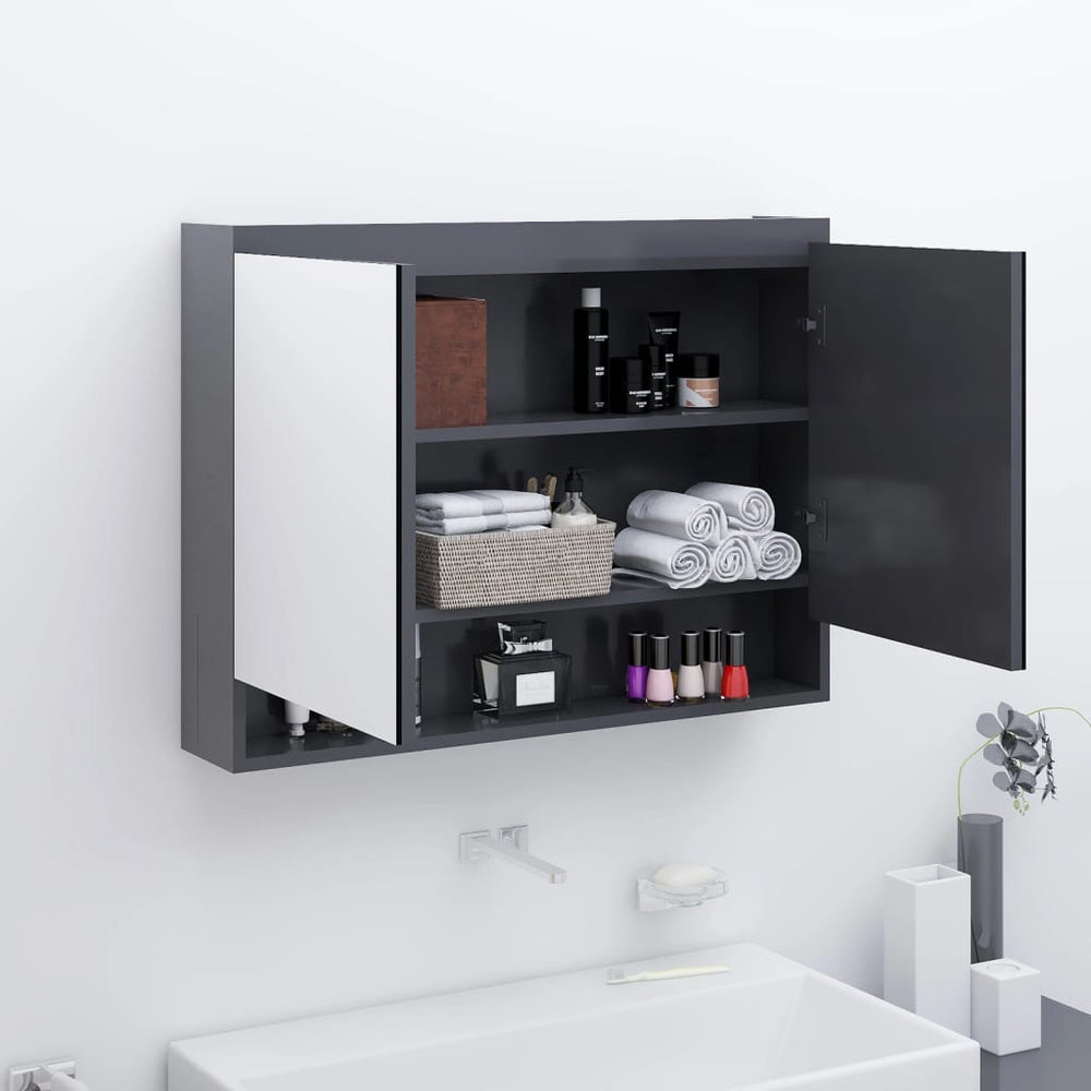 Bad Spiegelschrank Grau 80x60 cm
