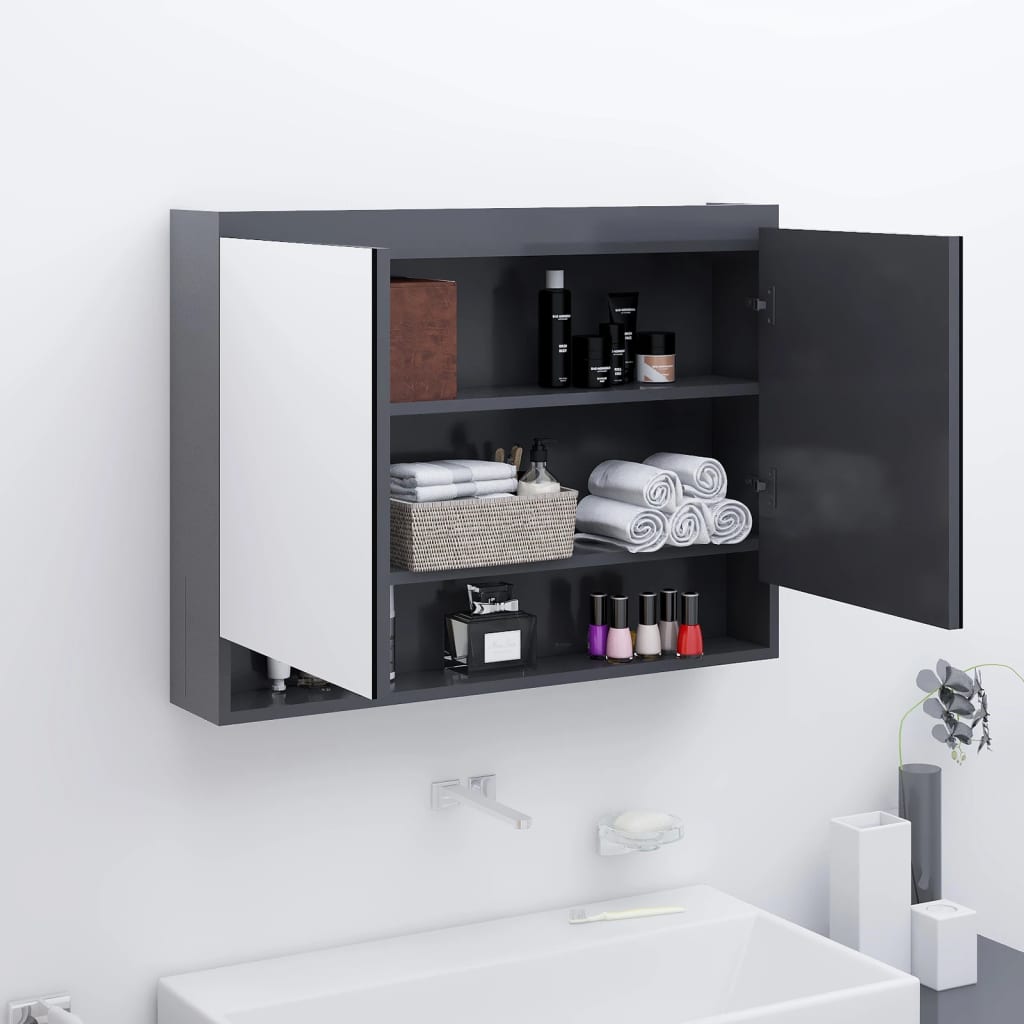 Bad Spiegelschrank Grau 80x60 cm