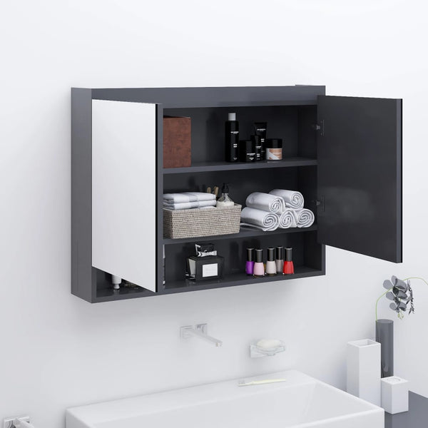 Bad Spiegelschrank Grau 80x60 cm