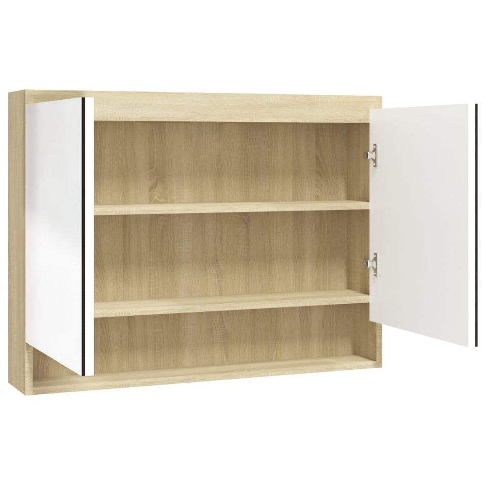 Bad Spiegelschrank 80x60 cm Weiß/Eiche
