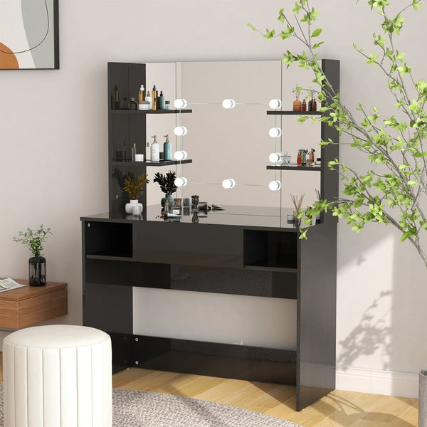 vidaXL Dressing Table with LED Lighting 100x40x135 cm MDF