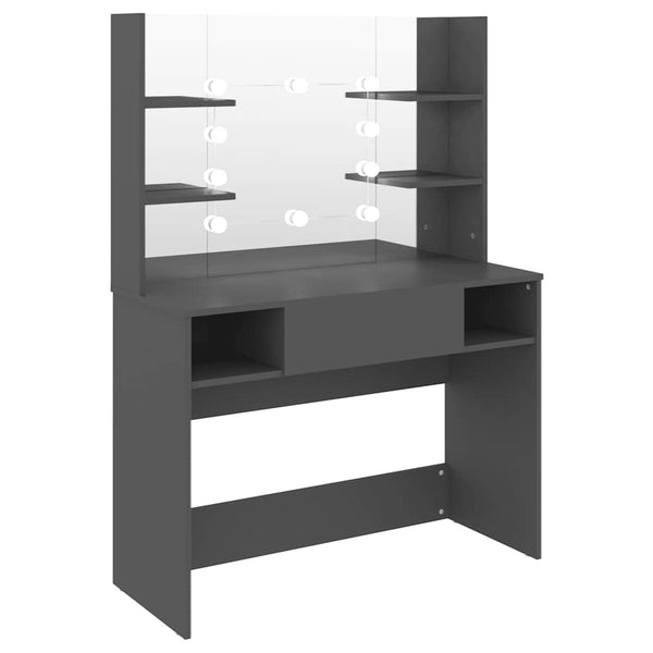 vidaXL Dressing Table with LED Lighting 100x40x135 cm MDF Grey