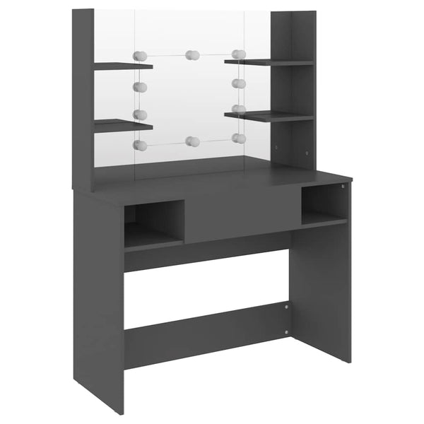 vidaXL Dressing Table with LED Lighting 100x40x135 cm MDF Grey