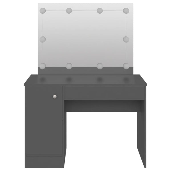 vidaXL Dressing Table with LED Lighting 110x55x145 cm MDF Grey