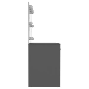 vidaXL Dressing Table with LED Lighting 110x55x145 cm MDF Grey