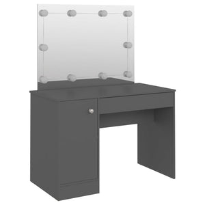 vidaXL Dressing Table with LED Lighting 110x55x145 cm MDF Grey