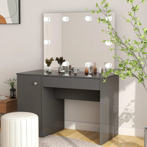 vidaXL Dressing Table with LED Lighting 110x55x145 cm MDF Grey
