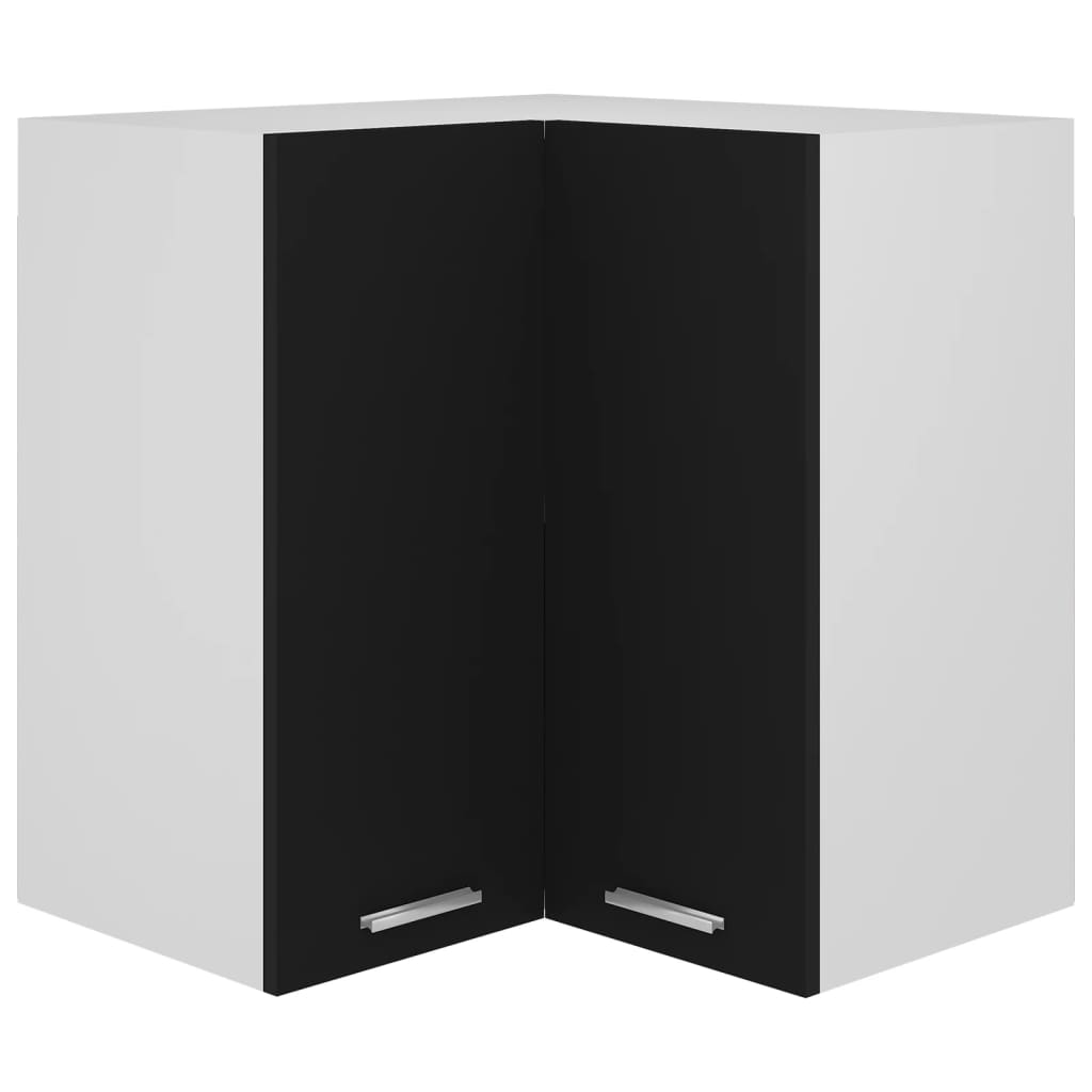 vidaXL Lyon Black Corner Wall Cabinet 57x57x60 cm Engineered Wood
