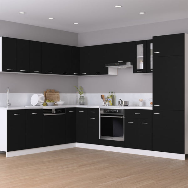 vidaXL Lyon Black Corner Wall Cabinet 57x57x60 cm Engineered Wood
