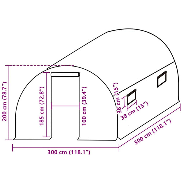 vidaXL Replacement Cover for Greenhouse (9 m²) 300x300x200 cm Green