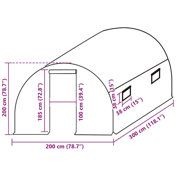 vidaXL Replacement Cover for Greenhouse (6 m²) 200x300x200 cm Green