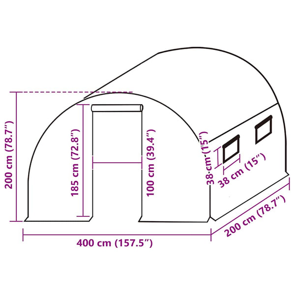 vidaXL Greenhouse Replacement Cover (8 m²) 400x200x200 cm Green
