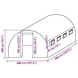vidaXL Replacement Cover for Greenhouse (16 m²) 400x400x200 cm Green